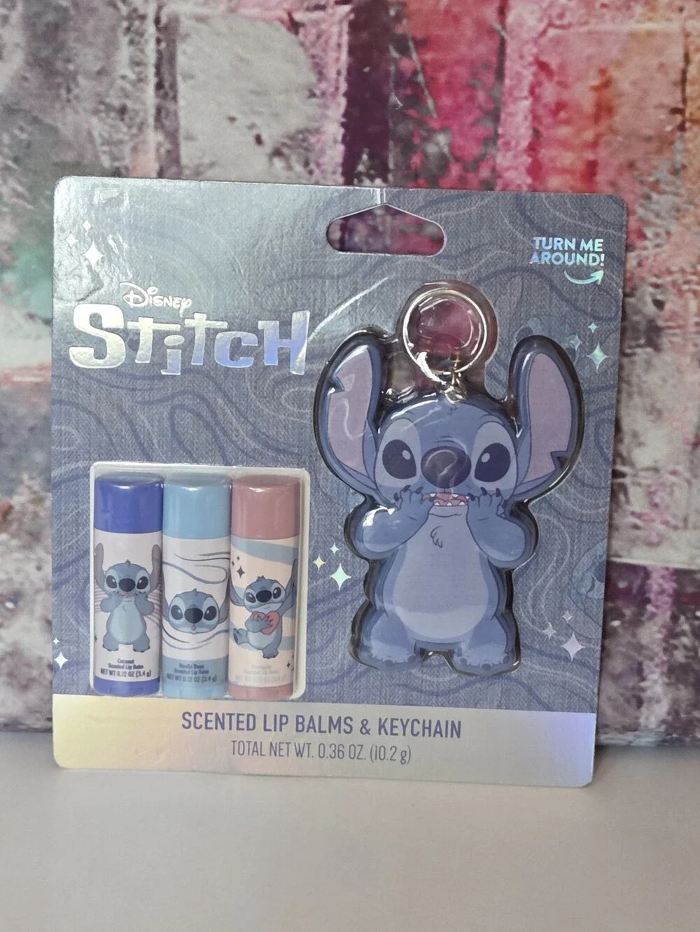 Disney Stitch Scented Lip Balm Trio & Keychain NIP